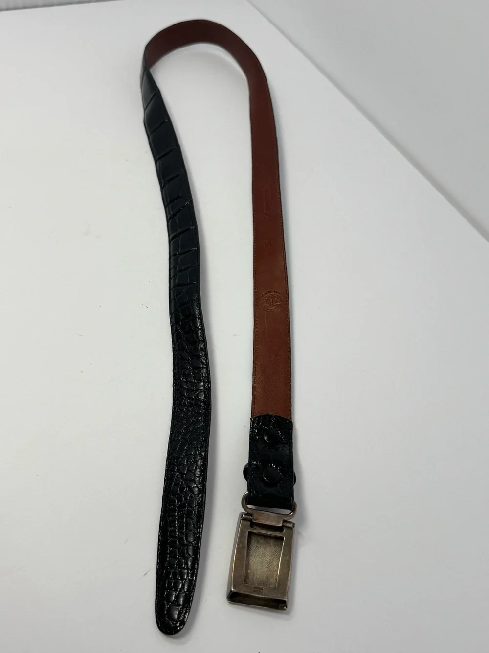 Torino American Alligator Mens 36 (34) Black Belt Paul Stuart Buckle Made in USA